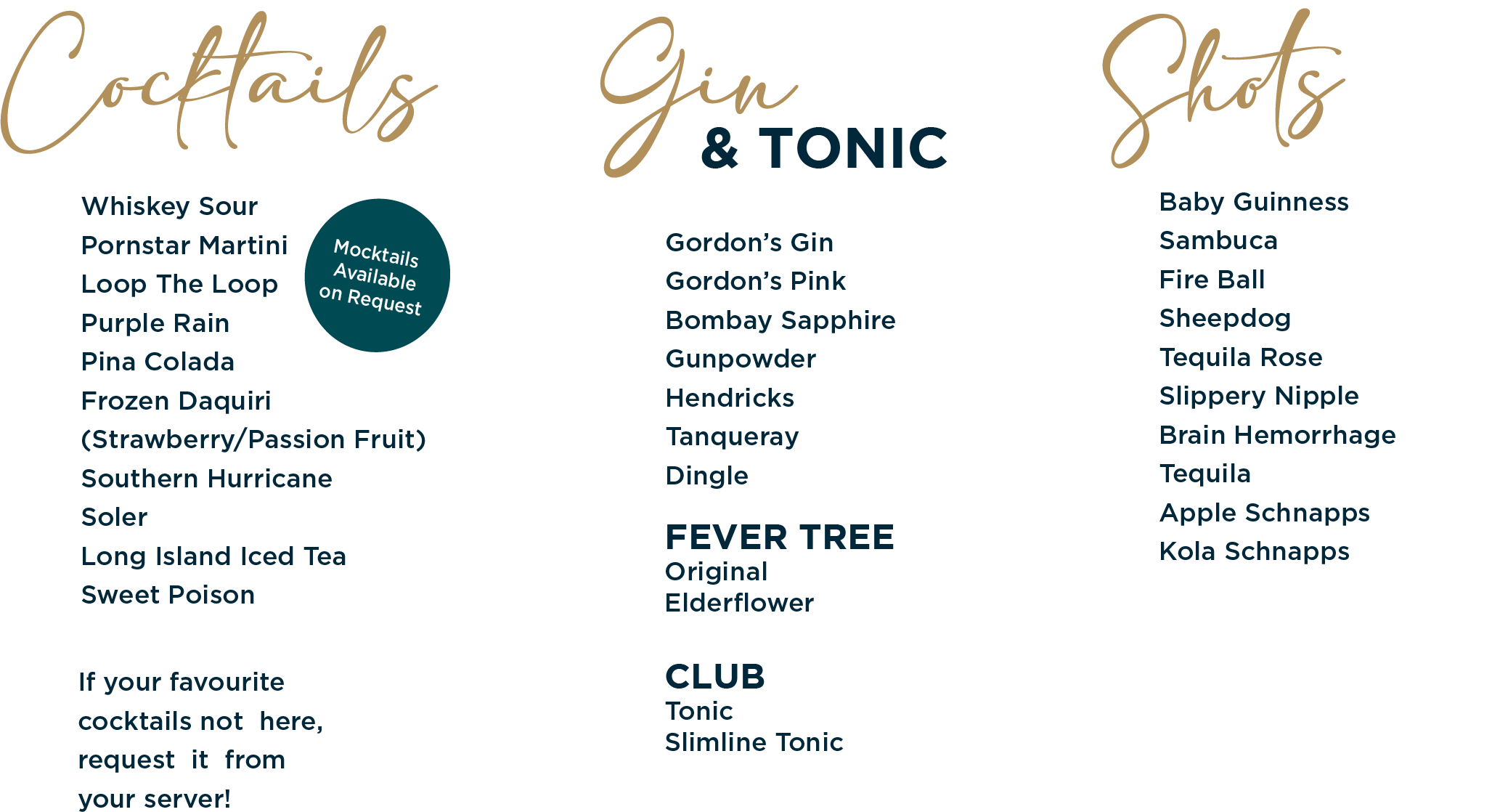 Drinks Menu